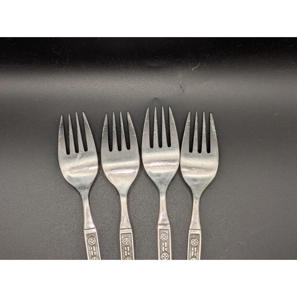 4 Stanley Roberts Matador Dinner Forks Japan Stainless Flatware MCM 7.3